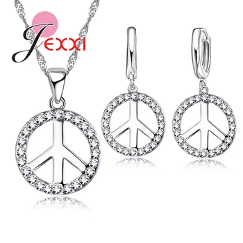

Chic Fashion Bicycle Wheel Shape Rhinestone Necklace Earrings Pendant 925 Sterling Silver Christmas Woman Jewelry Set