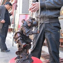 Песня voge gem S1093 1" Китайский Буддизм Народная бронзы SunWuKong Король Обезьяна Бог Статуи