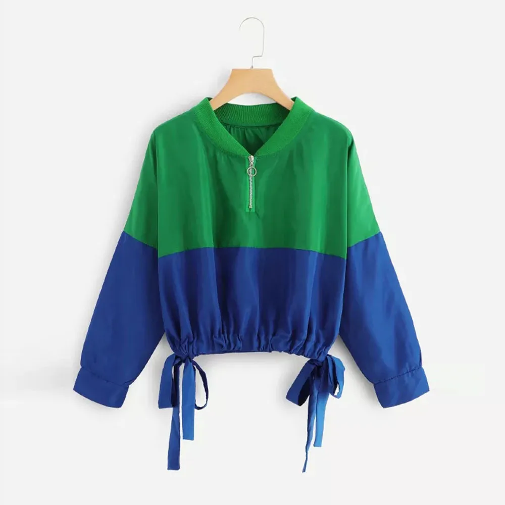 Women Autumn Hooded Sweatshirt Streetwear Patchwork Letter