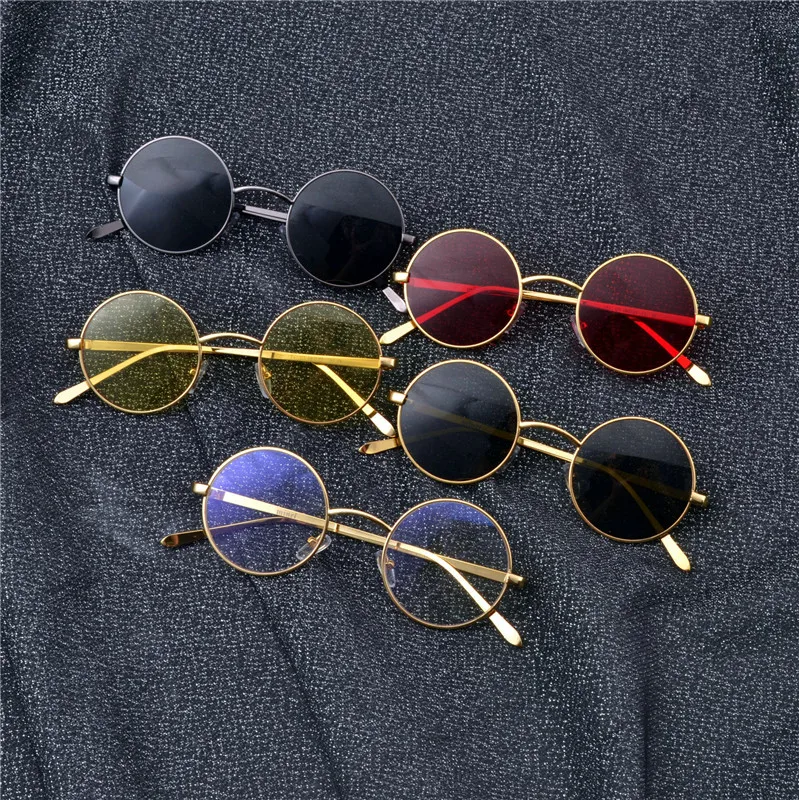 

MINCL/ Brand Designer Round Sunglasses Women 2018 Brown Vintage Metal Shade Frame Retro Fashion new style Sun Glasses LXL