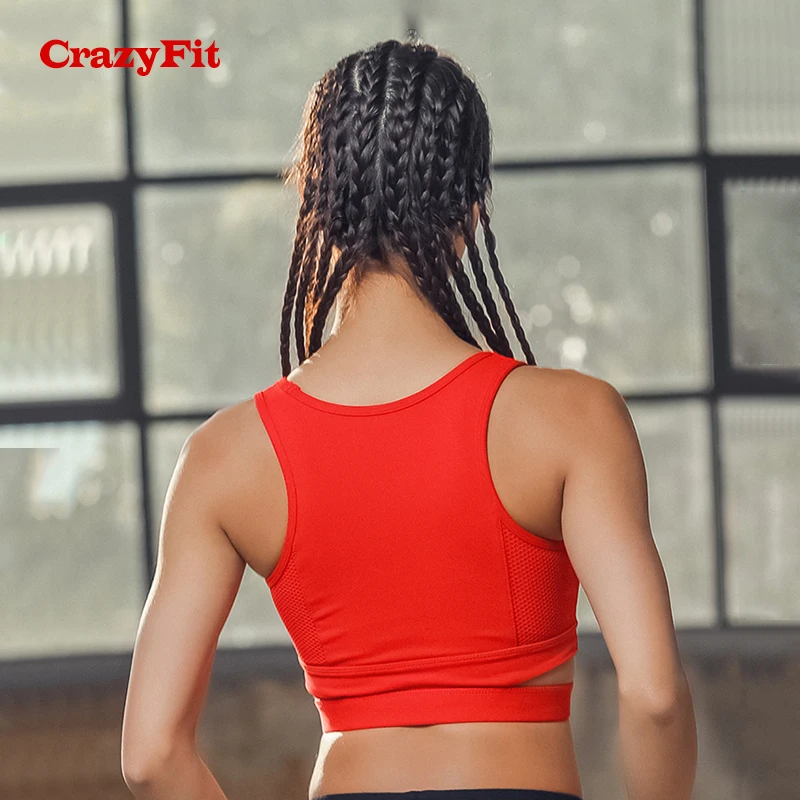 Женский спортивный бюстгальтер CrazyFit красный черный зеленый с подкладкой для