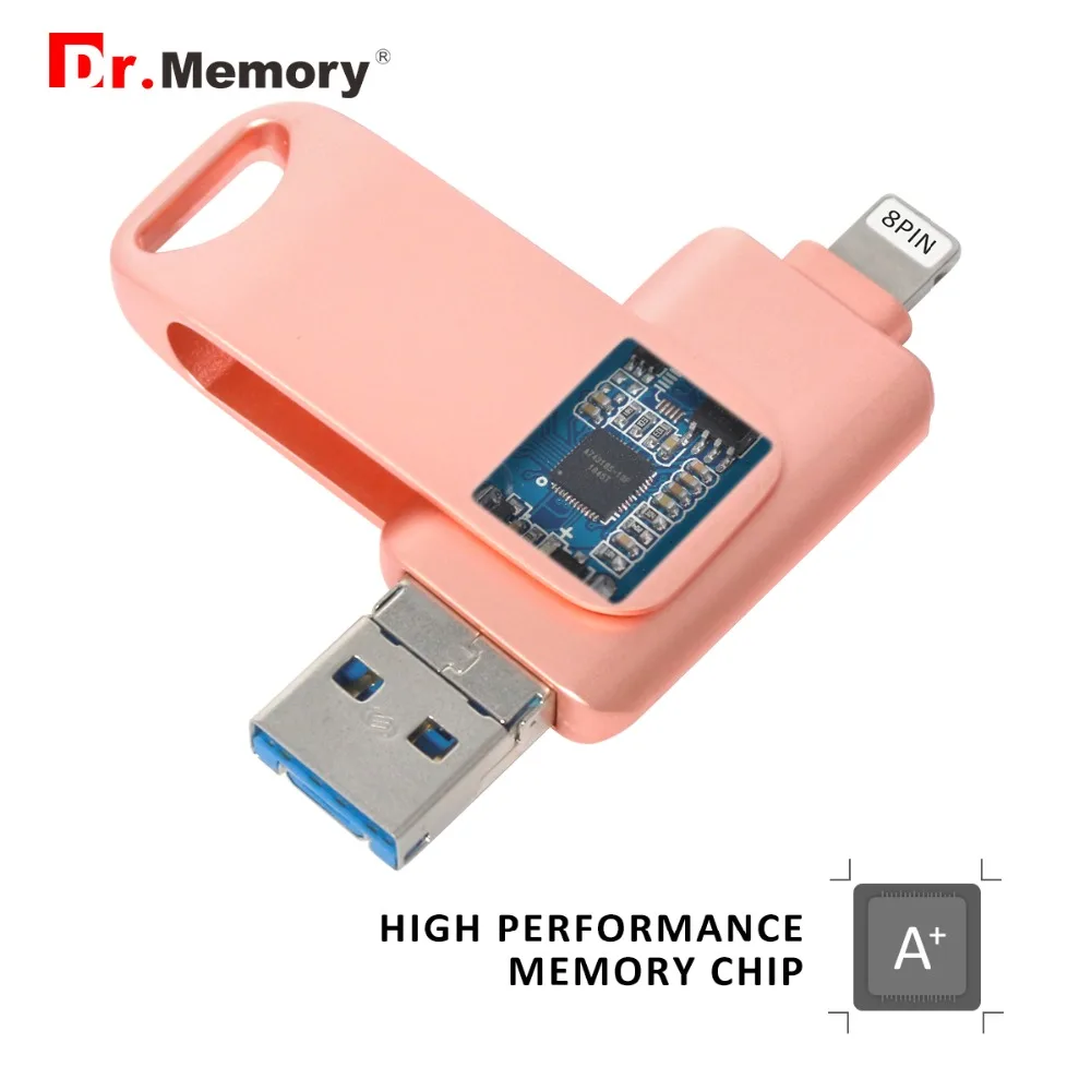 Dr. Memory 3 в 1 металлический флеш-накопитель Usb 3,0 4 ГБ 8 ГБ многофункциональные флешки 16 ГБ 32 ГБ 64 Гб 128 ГБ Usb флешка Забавный розовый подарок для девочки