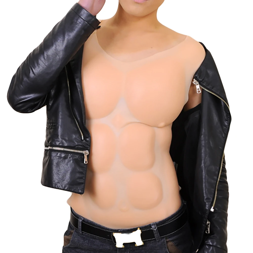 2100 г силикон Fake грудь мышцы живота сексуальный человек поддельный грудь мышцы живота Macho человек искусственного моделирования косплей платье