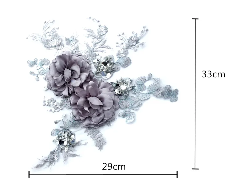 Серая ткань цветок ручной работы diy большой цветок стерео Кружева патч наклейка Аксессуары для одежды Бесплатная доставка