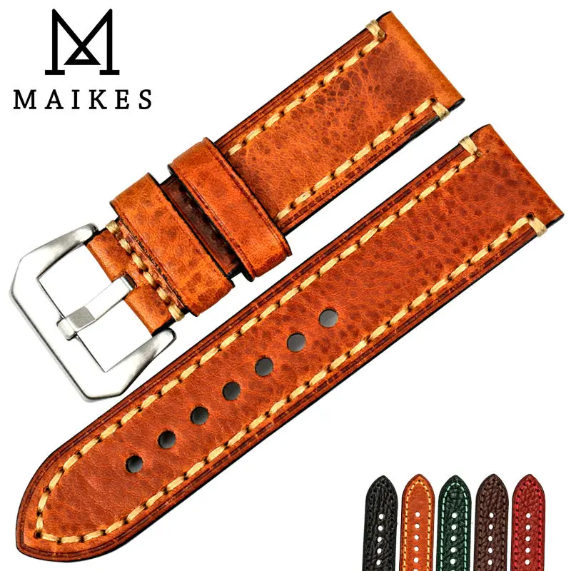 Ремешок для часов MAIKES изготовленный из итальянской кожи ручной работы 20 22 24 26 мм