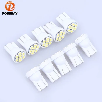 

POSSBAY 10x White Car Interior Dome Wedge Light Lamp LED Bulbs T10 8SMD 1206 Car Reading Lamps Auto Parking Lights Wedge Bulbs