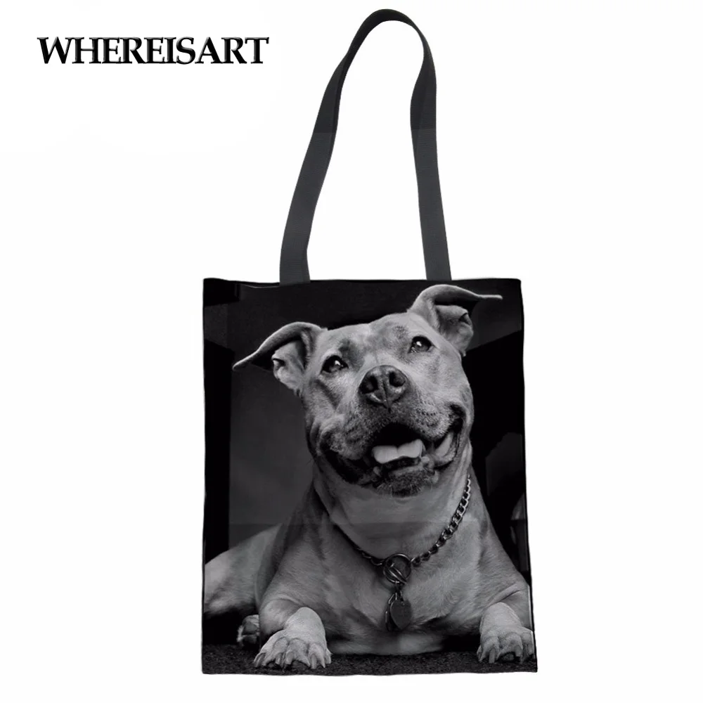 WHEREISART новая женская сумка с принтом ямы бульдога многоразовая сумка для покупок сумка для путешествий сумка пакет для продуктов