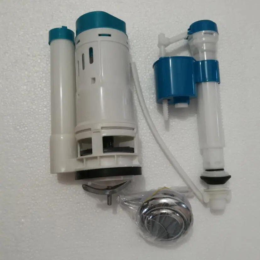 Comprar Tipo de una pieza del tanque de agua accesorios conjunto completo con la válvula de llenado y botón 58mm
