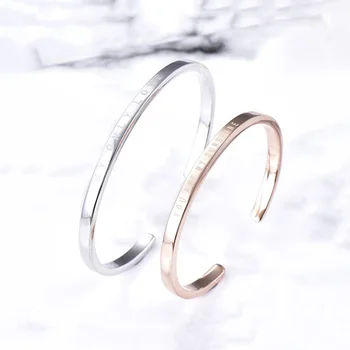 

TIANRO Simple 990 Sterling Silver C-shaped couple open bracelet you are my sun shine sunshine and my only love print bangles