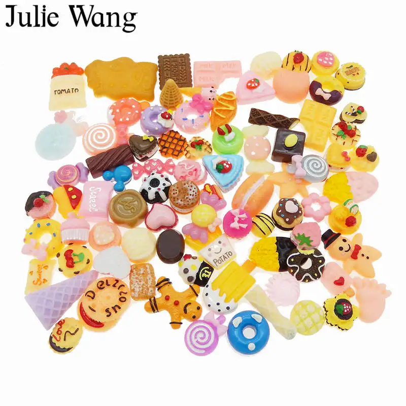 Julie Wang 20 шт. из смолы, в форме продуктов питания торт хлеб конфеты Мороженое Леденцы кабошон слизи Подвески случайным образом отправить телефон Декор ювелирных изделий