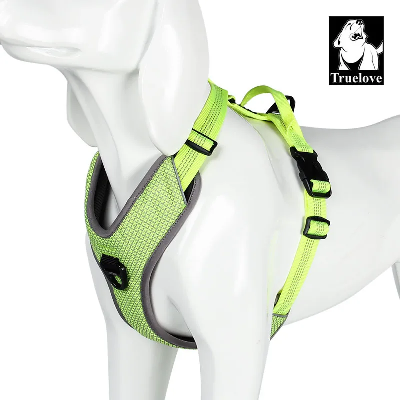 neon Yellow Truelove мягкая Светоотражающая шлейка для собаки домашнего животного маленькая Большая мягкая прогулочная регулируемая с ручкой для ремня безопасности товары для домашних животных Прямая поставка - Цвет: neon Yellow