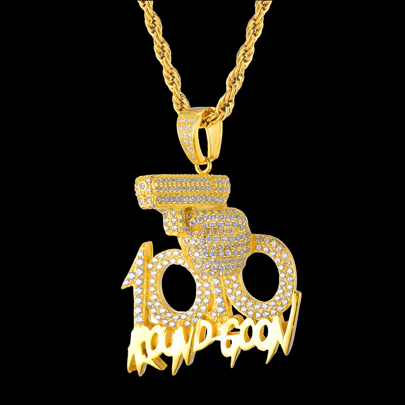 Ожерелье в стиле хип-хоп, полностью покрытое льдом, 100, стразы, цепочка на веревке, золотые подвески и ожерелья для мужчин, ювелирные изделия, Прямая поставка