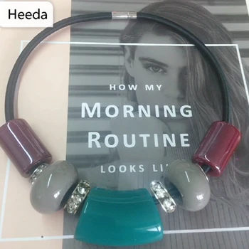 

Heeda 2018 New Kpop Resin Pendant & Necklace Women Retro Graceful Sweater Chain Fashion Rope Free Shipping Collar Hot Red Kolye