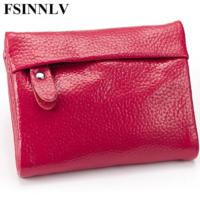 

FSINNLV Genuine Leather Wallet Women Lady Short Wallets Women Purse Female 7 Colors Women Wallet Card Holder Day Clutch DC110