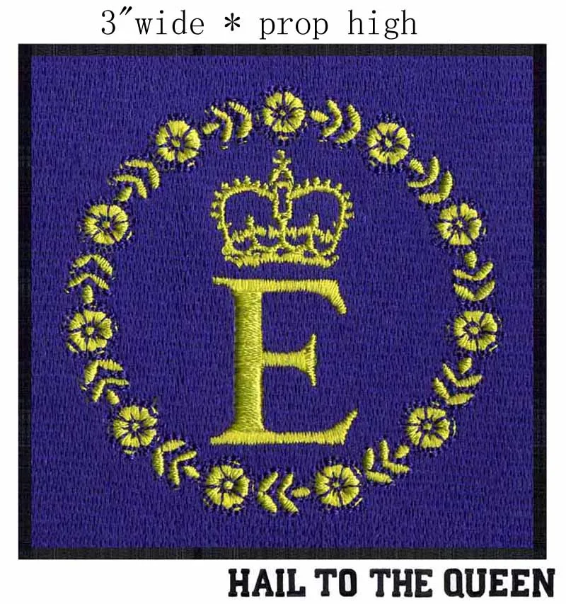 Queen Elizabeth Personal Flag embroidery patch 3" wide shipping/garland of gold roses/dignity of