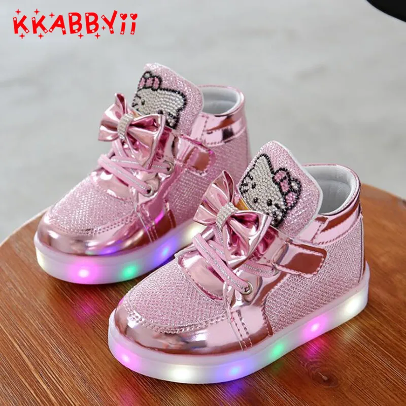 

2018 New Spring Autumn Winter Children's Sneakers Kids Shoes Chaussure Enfant Cartoon Girls Shoes With LED Light EU 21-30