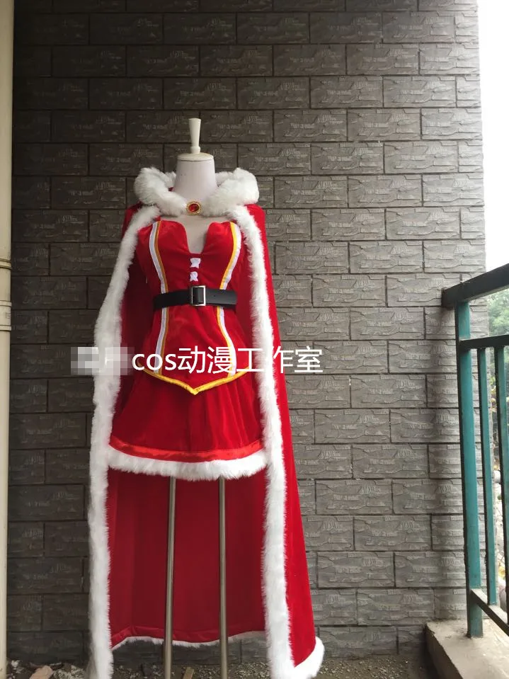 

[Customize] Anime! Game LOL LeBlanc the Deceiver Winterlude Christmas Uniform Red Lolita Dress Cosplay Costume Free Shipping