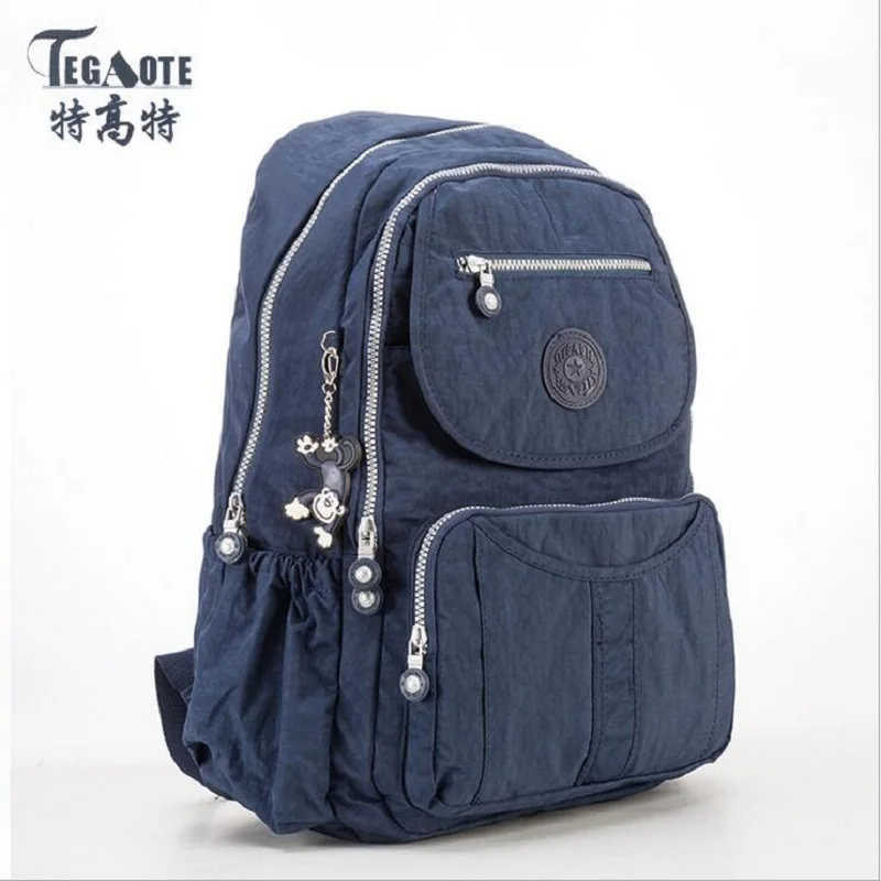 TEGAOTE рюкзаки для девочек-подростков Mochila Feminina школьный рюкзак для женщин однотонный известный нейлоновый повседневный рюкзак для ноутбука женские сумки