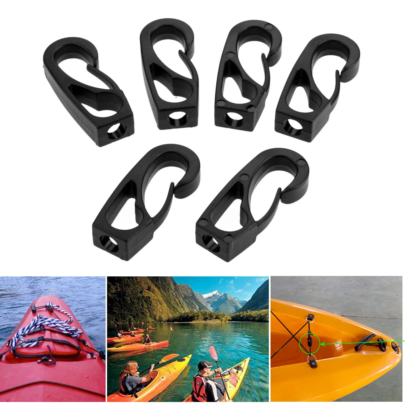 

6 Pcs Nylon Clip Hooks Kayak Boats Dinghy 6mm Bungee Elastic Rope Shock Cord Terminal End Hook Snap Clip Replacement Accessories