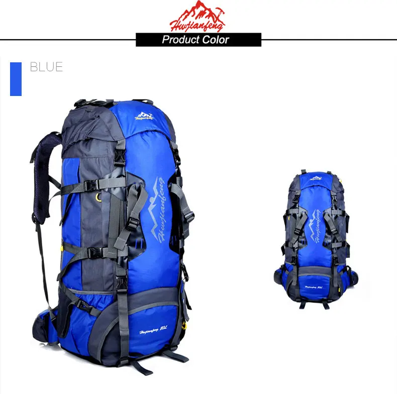 80L Outdoor Hiking Backpack Camping Waterproof Treking Sports Bags Rain Cover Mountaineering Bag Metal Frame Climbing Rucksack