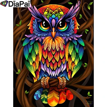 

DIAPAI 5D DIY Diamond Painting 100% Full Square/Round Drill "Colored owl" Diamond Embroidery Cross Stitch 3D Decor A21436