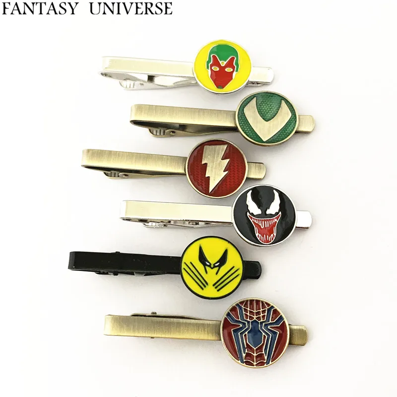 

FANTASY UNIVERSE Free shipping 1pcs a lot spider man Shazam Aquaman venom Vision Tie Clips CJYXXKK01