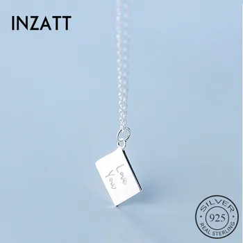 

INZATT Real 925 Sterling Silver LOVE YOU Envelope Pendant Necklace For Elegant Women Fine Jewelry Cute Accessories 2019 Gift