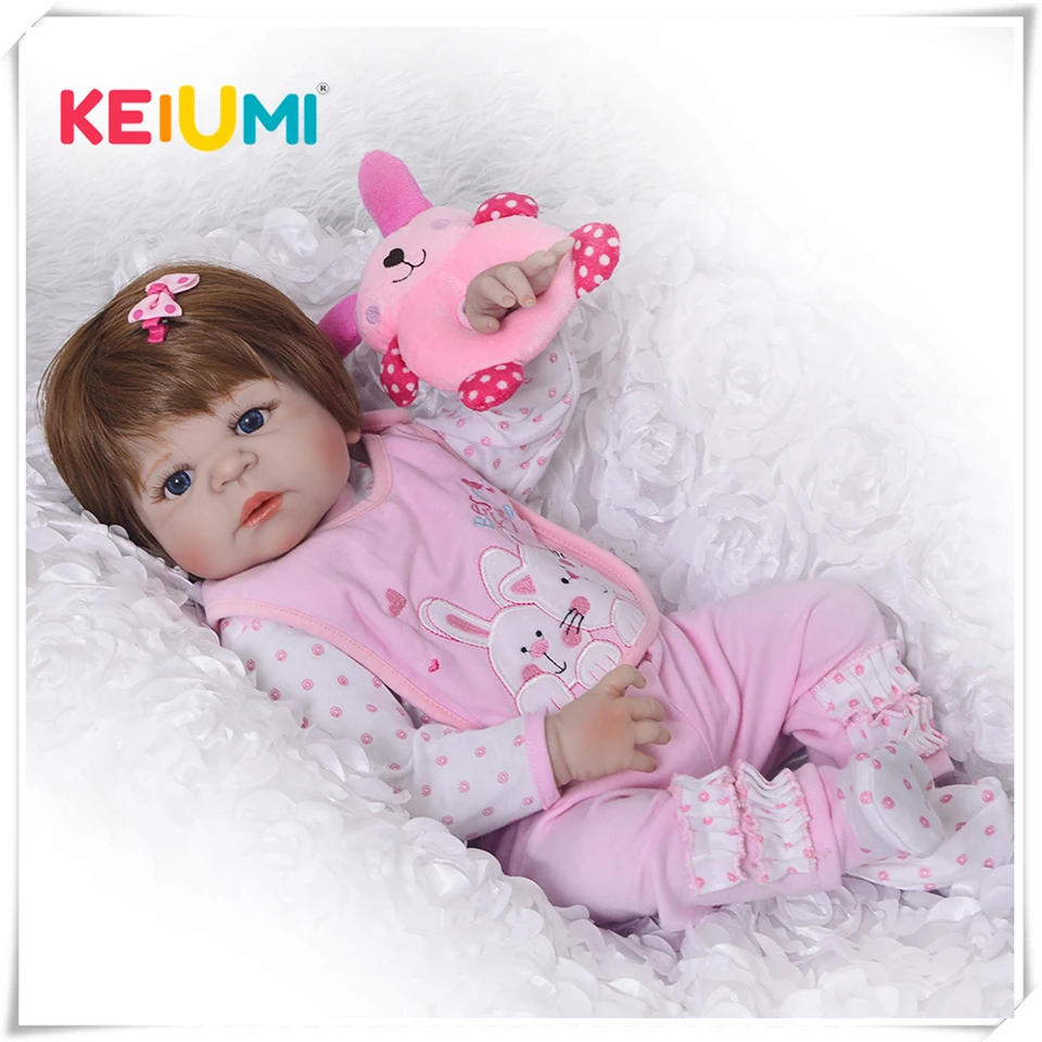 KEIUMI силиконовые куклы Reborn Baby Menina 23 дюйма для новорожденных виниловые одежда тела