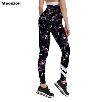

Maoxzon Women's Fashion High Waist Ioga Fitness Slim Pleated Hips Leggings For Ladies Print Jogger Active Elastic Skinny Pants