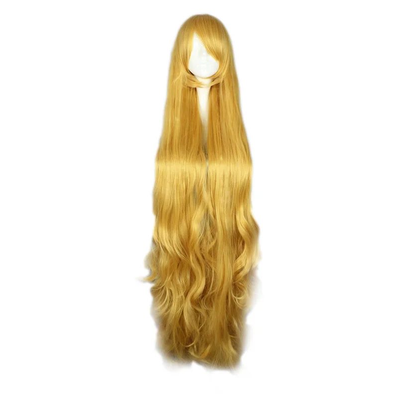 MCOSER 135 см длинные волнистые термостойкие синтетические волосы желтый цвет косплэй костюм парик 100% Высокое температура волокно 501D