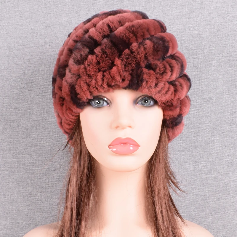 Raglaido Rabbit winter fur hat for Women Russian Real Fur Knitted Cap headgea Winter Warm Beanie Hats 2019 fashion brand LQ11279 24