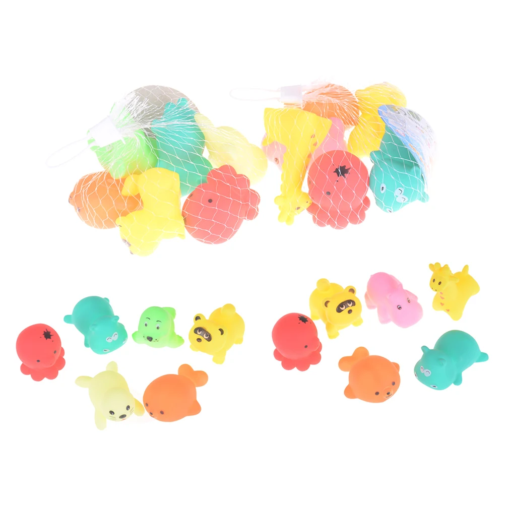 6 Pcs Mixed Animals Swimming Water Toys Colorful Soft Floating Rubber