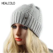 Брендовая женская зимняя шапка, вязанная кашемировая шерстяная шапка бини, Повседневная теплая шапка Skullies