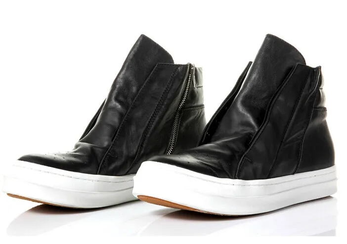 

2017 The Handmade New British Men's Fashion Black Cowboy Boots Leather Shoes Thick Cylinder Men Shoes