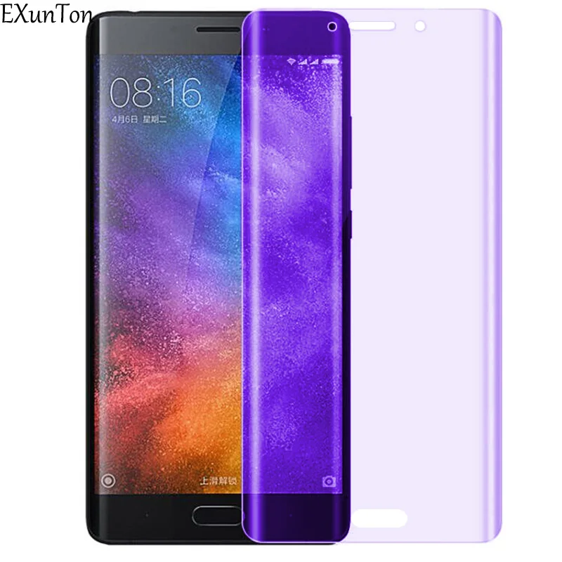 

EXUNTON 3D Xiaomi Mi Note 2 Full Cover Edge Anti-blue Purple Tempered Glass Screen Protector Film For Xiaomi Note2 Glass
