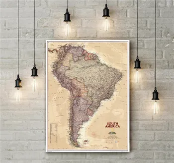 

Antique Look South America Map Clear Lines Exquisite Designs Geographic Canvas Wall Sticker Home Decor Cafe Bar Pub Print Poster