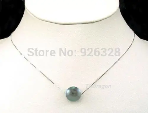 

16" 9-10MM AAA Black Pearl 14K White Gold Necklace