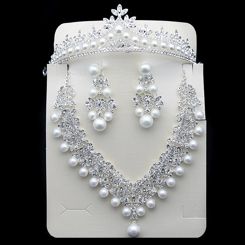 

4 PCS Fashion Pearl Crystal Rhinestone Bride Crown Tiara Wedding Hair Accessories Headpieces For Bride Bridesmaid