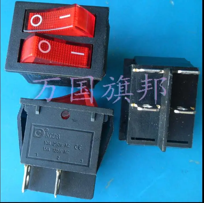 

10A 250VAC 32*25mm 4P twin channel rockey switch / Ship switch no light