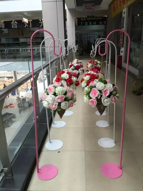 White Or Pink Wedding Hook Metal Road Lead For Flower White Or Pink Wedding Hook Metal Road Lead For Flower Stand Party Props Decoration