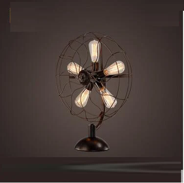 

LOF fan retro table lamp American nostalgic Nordic industrial wind living room coffee restaurant bedroom bedside bar GY338