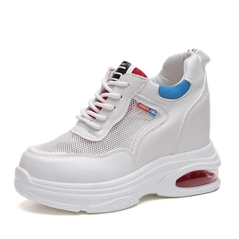 

Thick-soled Female Mesh Shoes Nice New Summer High Women Shoes Breathable thick-soled Casual White Shoes
