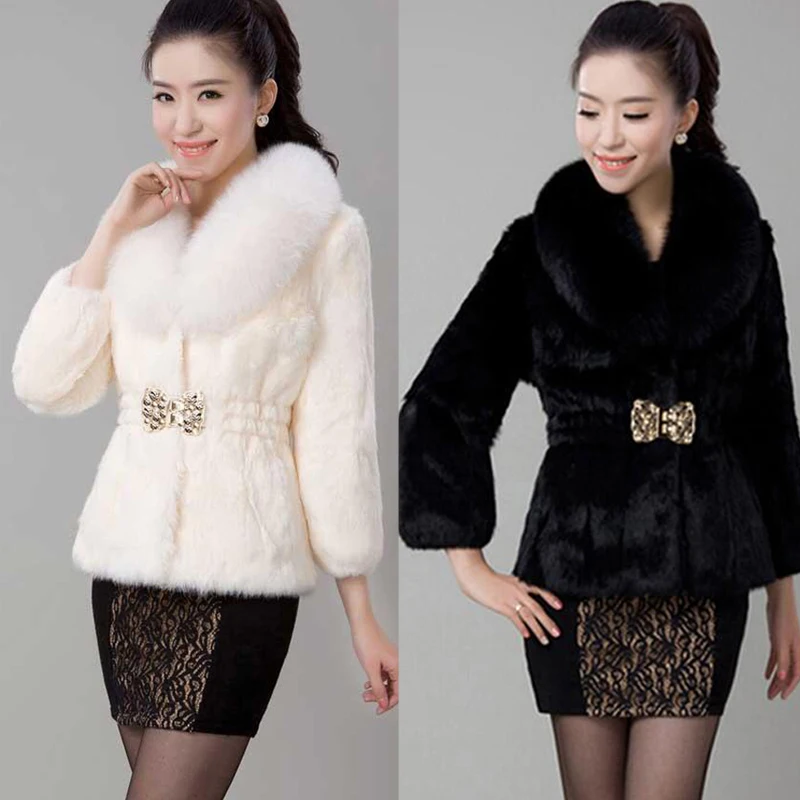 

Faux Fur coat female new autumn and winter Korean rabbit fur fox fur collar short paragraph slim coat