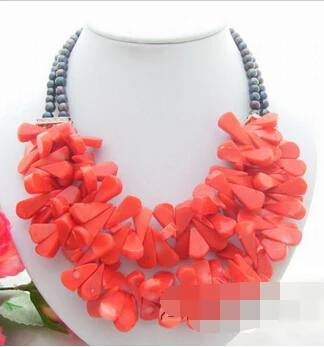 

Hot sell Noble- FREE SHIPPING>>@> A713 2Strds Pearl&Coral Necklace