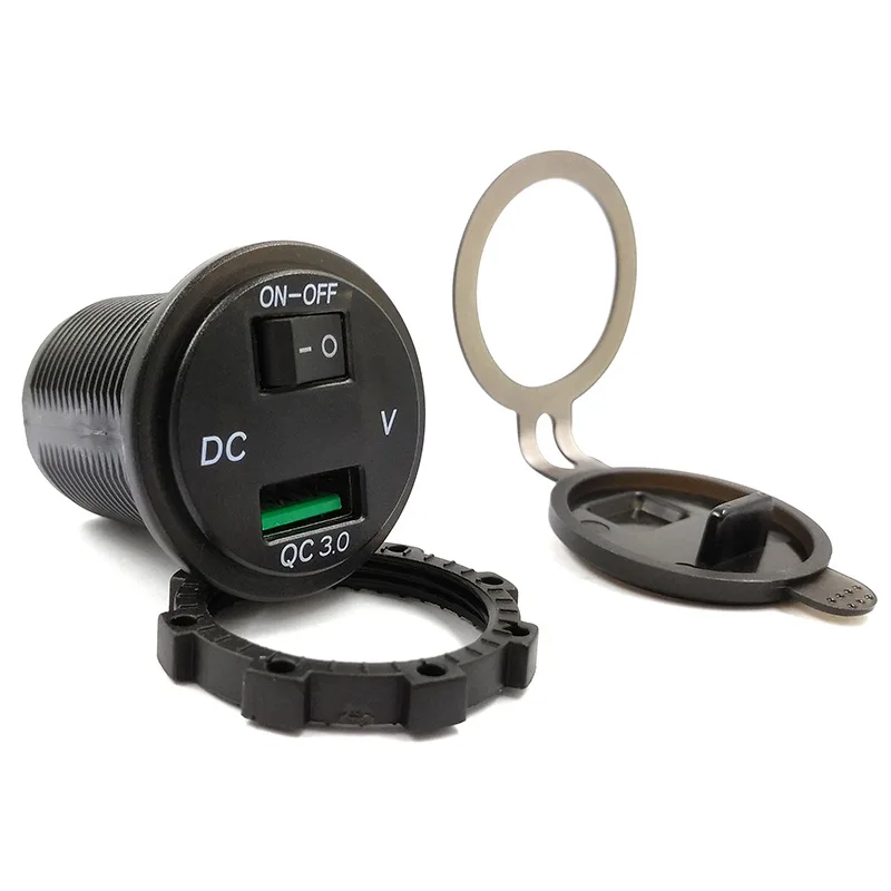 Розетка USB Buendeer QC3.0 12 В с выключателем вкл./выкл. 4 в 1 комплект для самостоятельного