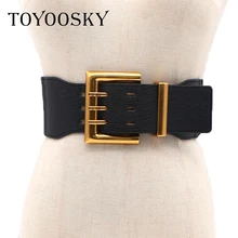 TOYOOSKY, антикварная Большая Золотая Пряжка из искусственной кожи, универсальный широкий пояс для женщин, Роскошный дизайнерский бренд