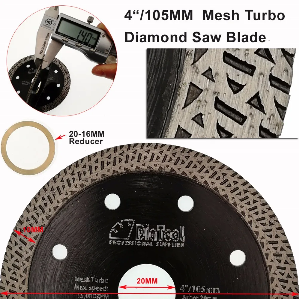 DIATOOL 2pcs Hot pressed sintered Mesh Turbo Diamond Saw blade Hard material Diamond Wheel Cutting Disc Dia 105MM 115MM or 125MM