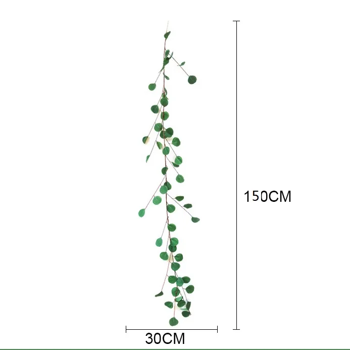 Свадебные украшения искусственные растения зеленые эвкалиптовые лозы из ротанга искусственные растения плющовый венок Настенный декор вертикальный сад - Цвет: 150cm green