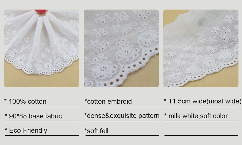 11,5 см белый хлопок вышивка кружева французская кружевная Лента ткань гипюр diy отделка основы Вязание Швейные аксессуары#3300