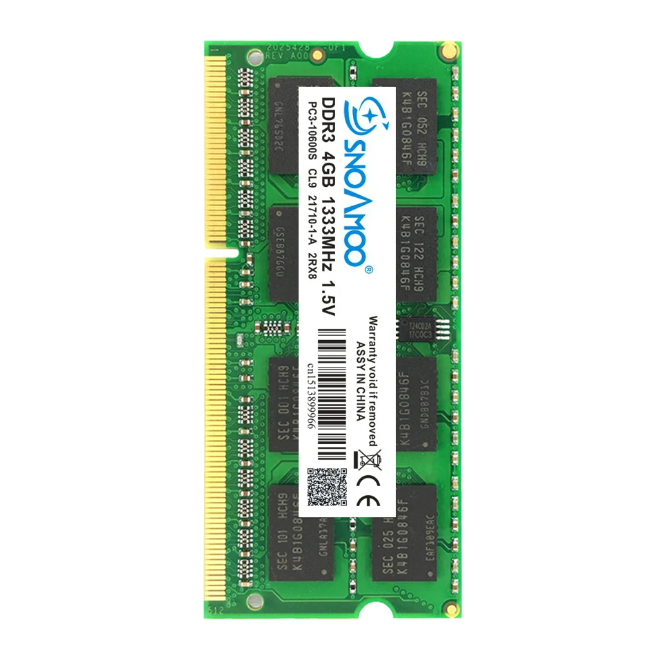  SNOAMOO Notebook Memory DDR3 2GB 4GB 1333MHz 1600MHz PC3-10600S 1.5V SO-DIMM RAMs For Laptop Memori